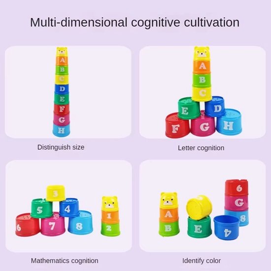 Baby Speelgoed 6-12 maanden - Montessori-speelgoed set - Montessori 'magische' zakdoekendoos & stapelbekers - Educatief sensorisch speelgoed voor baby's- Ideaal cadeau voor baby's en verjaardagen — afbeelding 5