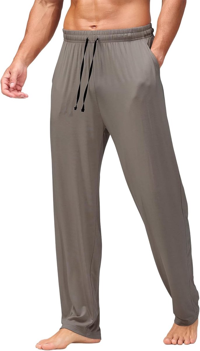 Coulee Pyjamabroek voor heren, lange lichte pyjamabroek, ademende vrijetijdsbroek, zachte relaxbroek met zakken