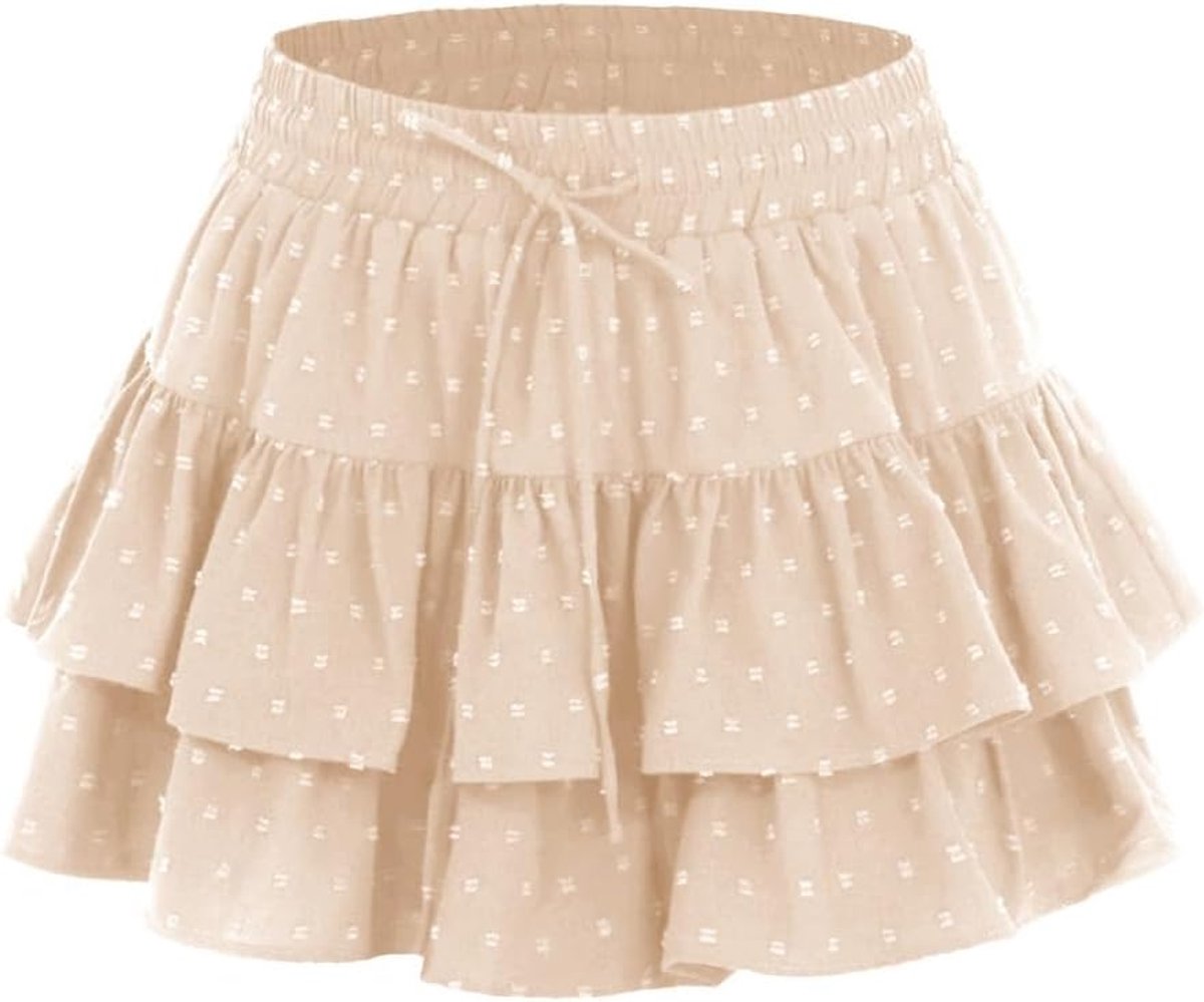 rok voor dames, zomer, hoge taille met elastiek, rok met shorts onderaan, geschikt voor reizen, vrije tijd, dagelijks gebruik