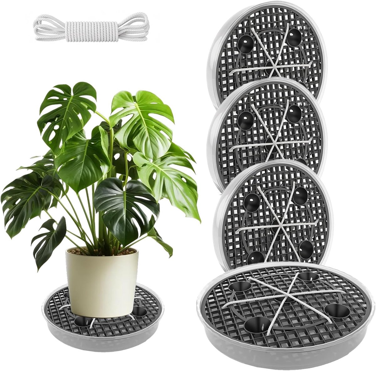 4 stuks zelfbewaterende stoffen potten, onderzetters, bloempot met plantenirrigatie, 30 cm grote zelfbewaterende stof, potbodem voor bloempotten buiten, vetplanten, planten