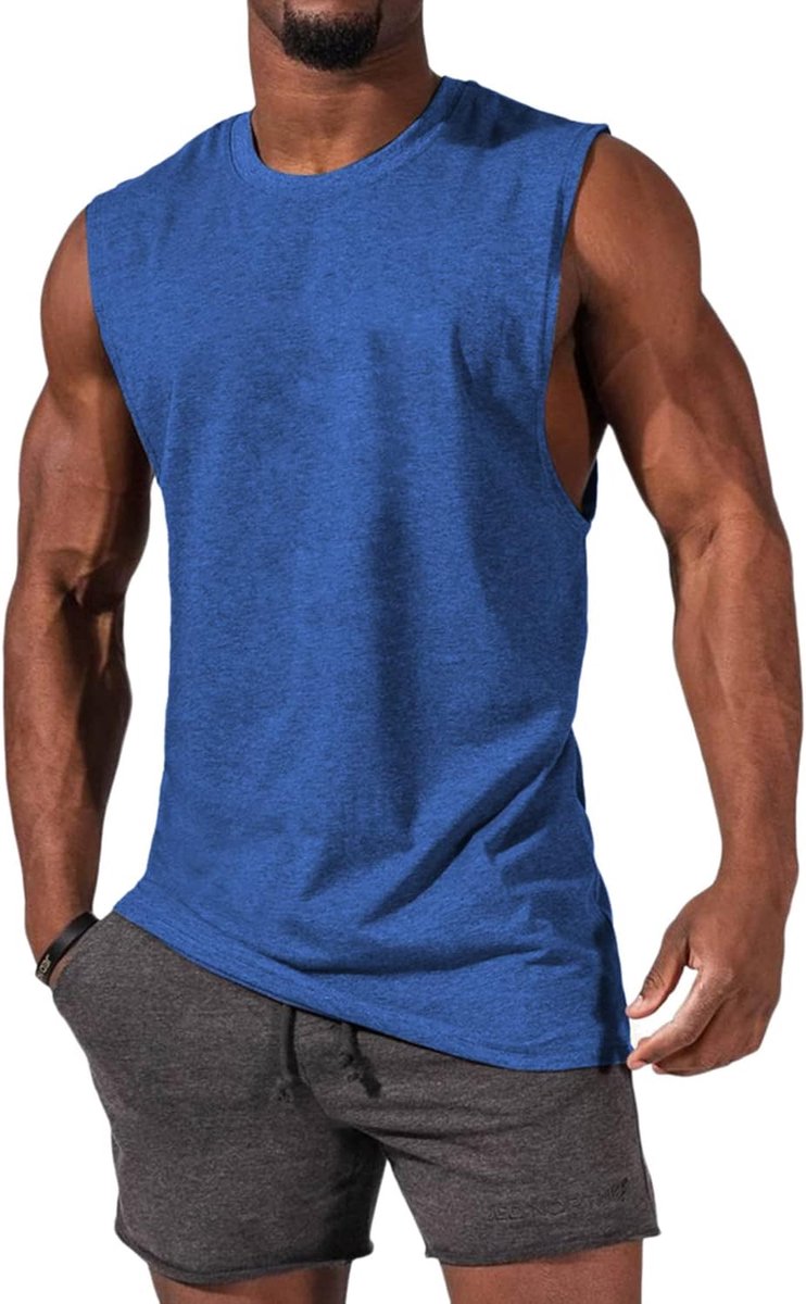 Tanktop voor heren, mouwloos spiershirt, gym, sport, onderhemd mannen, ronde hals, T-shirt, fitness, T-shirt voor mannen