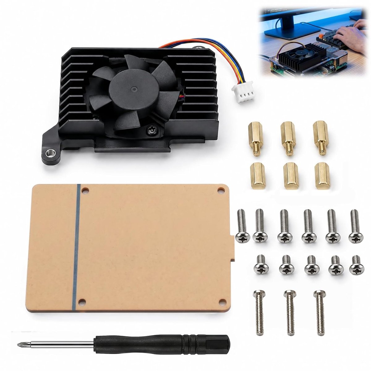 Koeling PWM Pi 5, koellichaam Raspberry Pi 5, CNC-aluminiumlegering met PWM-ventilator, stil, passief en actief, volledige toegang tot USB-poorten HDMI Ethernet SD GPIO 4 GB/8 GB