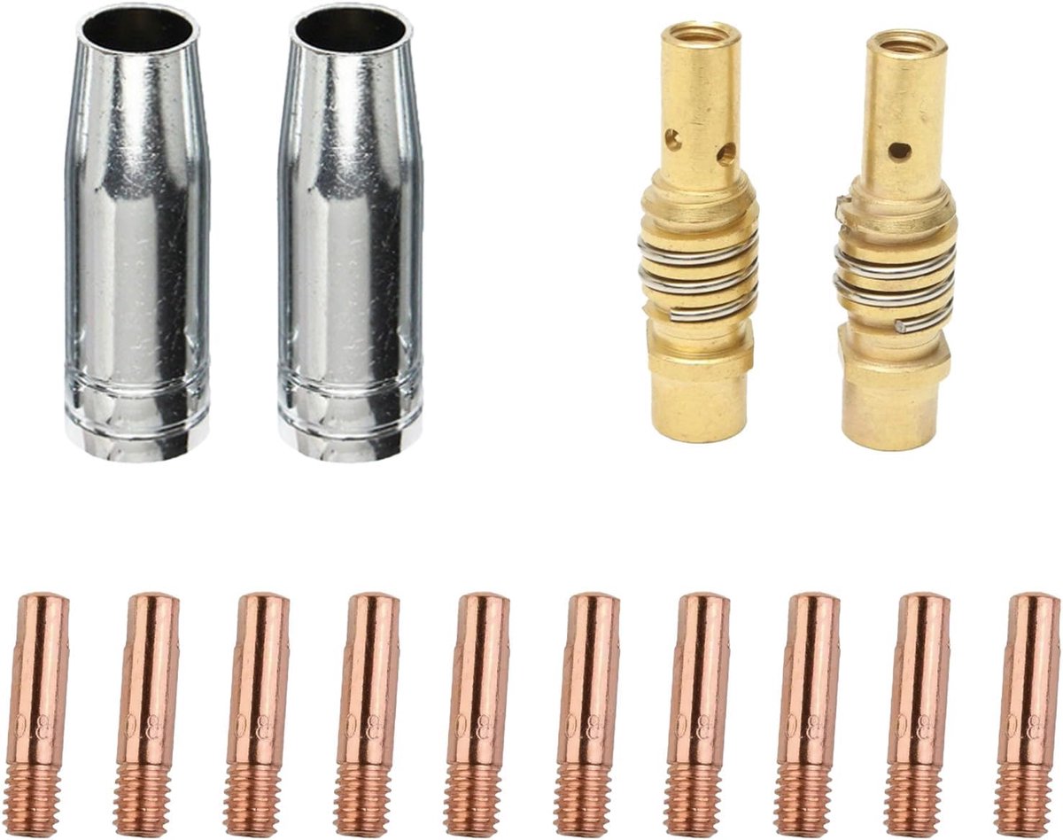 14 stuks Lasaccessoires, Lastoorts Accessoires Kit, Slijtageonderdelenset, Laspistolen, Lasapparatuur voor MIG MB15AK
