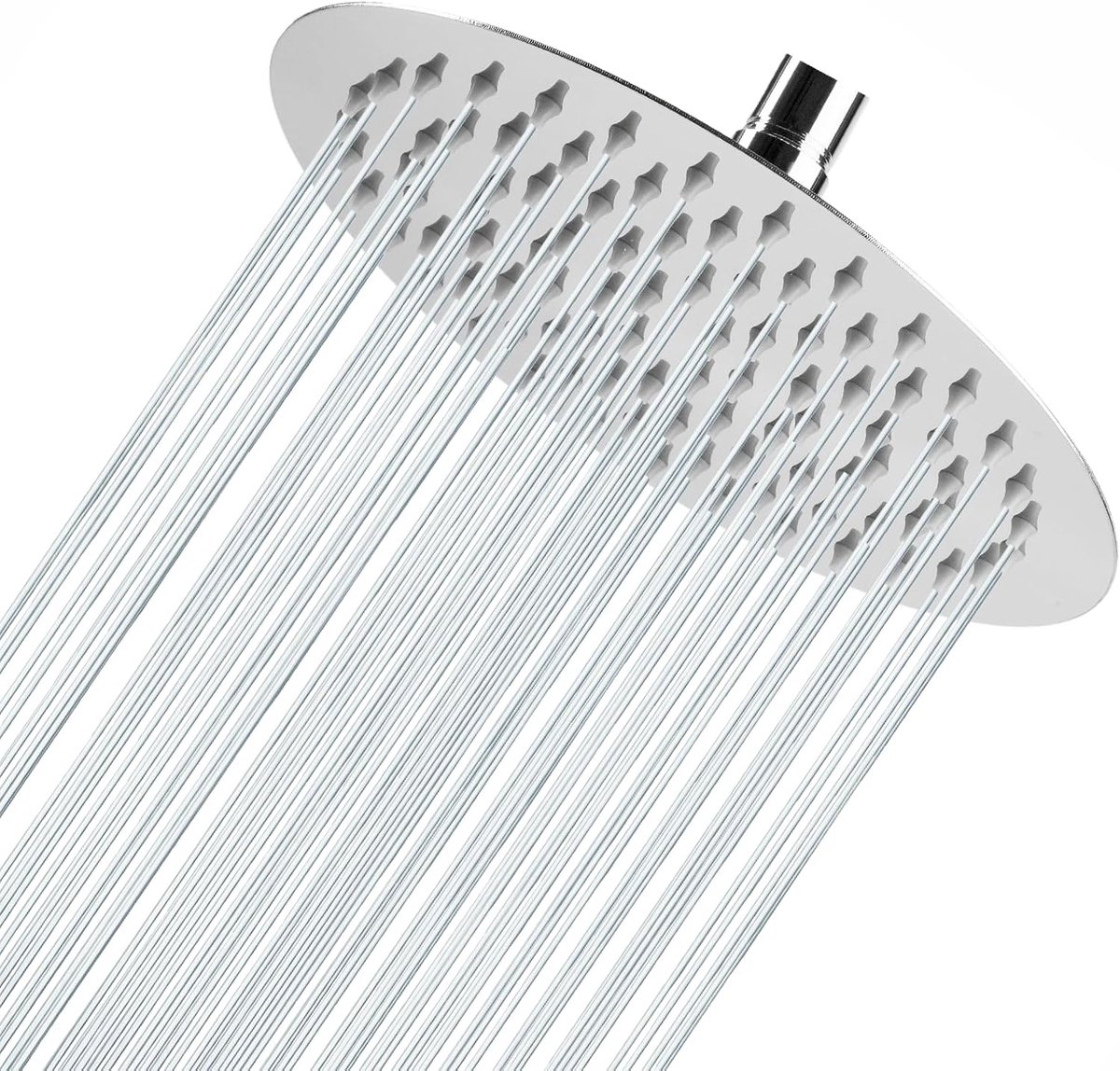 20,3 cm Regendouchekop, 304 roestvrijstalen regenkop, hogedrukversterker waterstroom, zelfreinigende siliconen sproeiers, eenvoudige wand-/plafondmontage, verchroomde afwerking