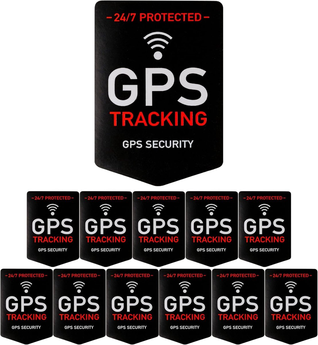 "GPS Tracking" 12 stuks, 5 x 3,5 cm, zelfklevende film, buitenkleefstof, waarschuwingssticker voor binnen en buiten gebruik, diefstalbeveiligingssticker, waarschuwingssticker, GPS-alarm