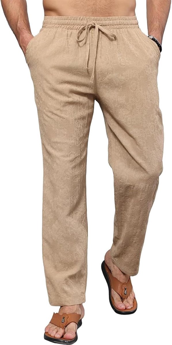 Broek voor heren, strand, leggeri, broek, Estivi, heren, lange katoenen broek, motief Ricamati