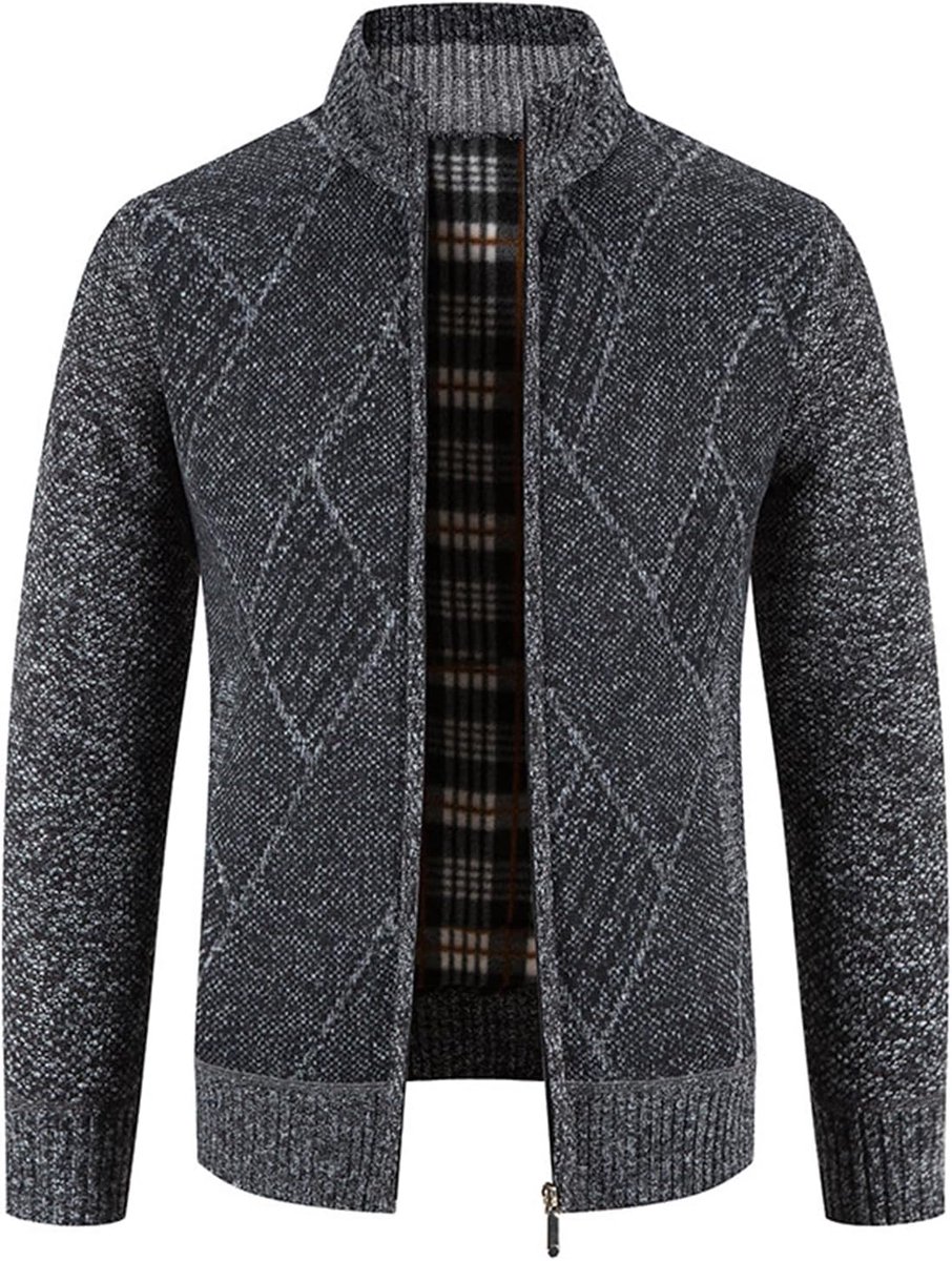 Casual Gebreide Vest Dikke Trui Stand Kraag Volledige Zip Up Fleece Gevoerde Warme Truien Outdoor Herfst Winter Jas Klassieke Gentleman Knitwear Bovenkleding Jas