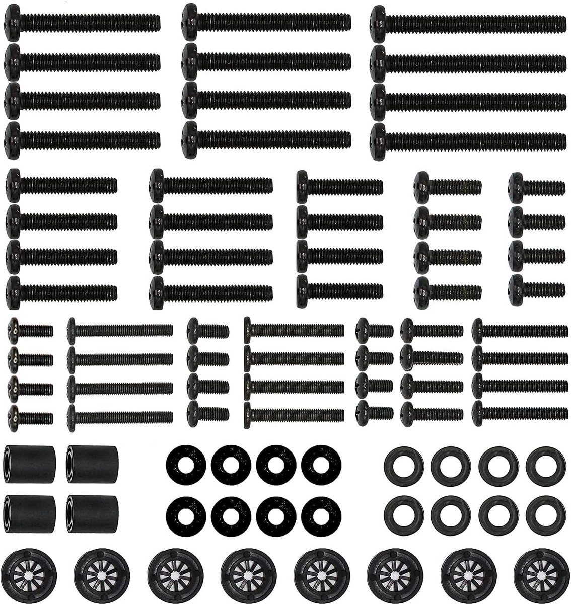 TV-beugelschroef, 100 stuks tv-schroevenset, M4 M5 M6 M8 Televisieschroeven en afstandhouders voor de meeste tv's tot 80 inch, tv-bouten bevestigingskits, universele VESA-schroeven