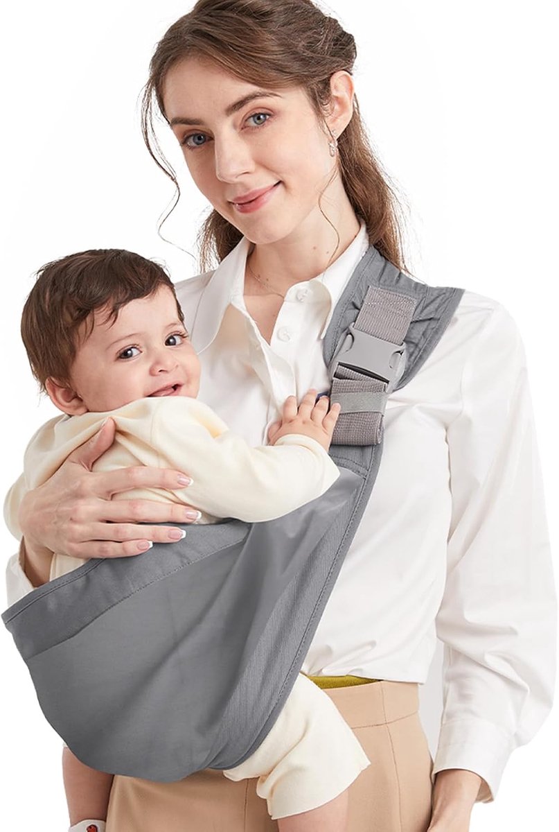 draagdoek voor pasgeborenen vanaf de geboorte, on the go, multifunctioneel, voor baby's van 0 tot 36 maanden, peuters tot 15 kg, grijs