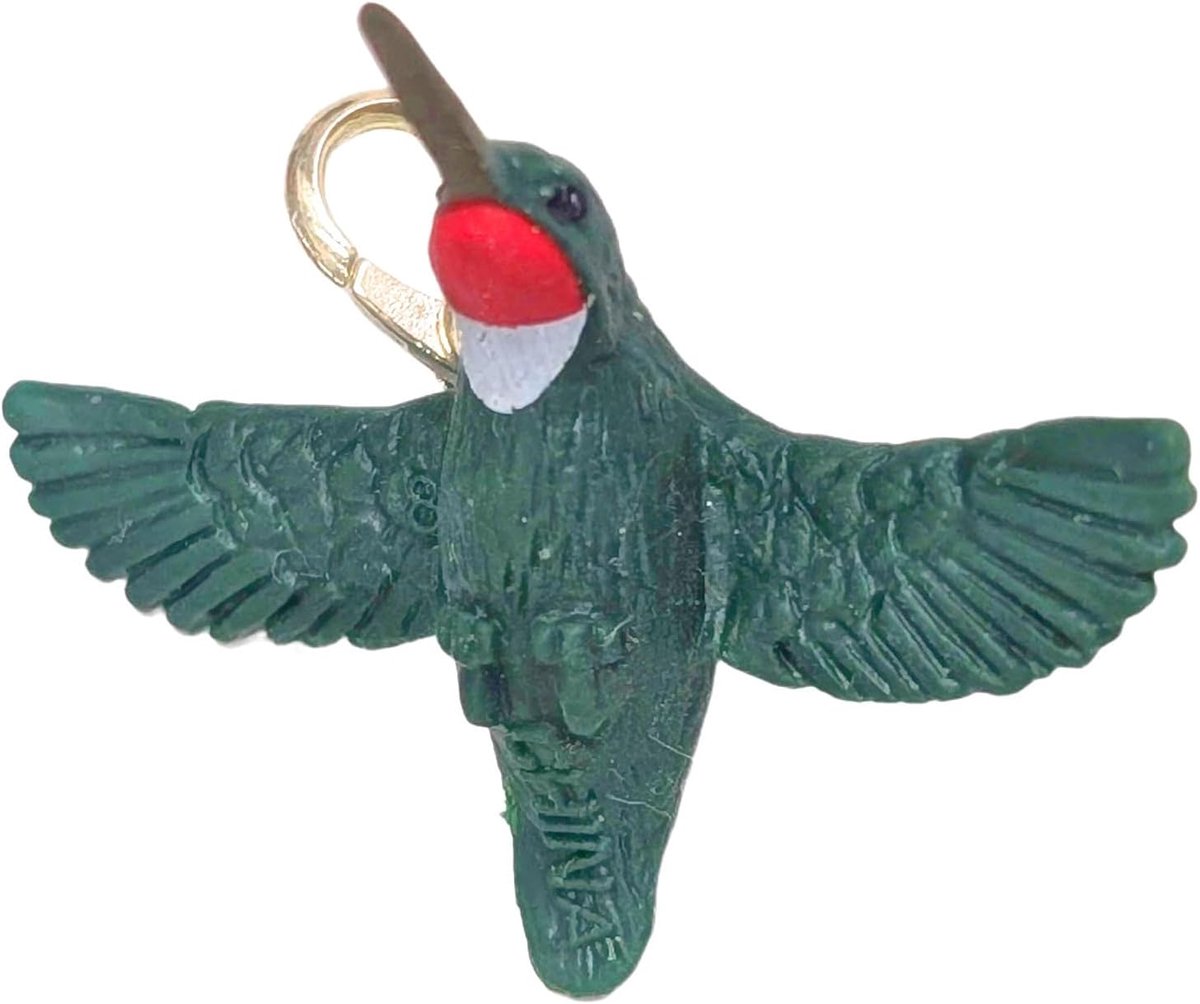 Kolibrie Vogel Charm Hanger Rits Pull Voor Armband Polsbandje, 30mm, Rubber Metaal Zilver, niet bekend