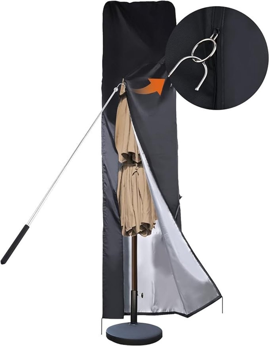 Livatto 420D waterdichte parasolhoes 255 cm met rits en ventilatie – beschermhoes voor zweefparasol