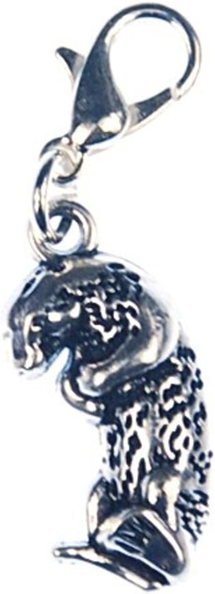 Otter Fischotter Charm zeeotter plat zilver - handgemaakte modesieraden I kettinghanger verzilverd - bedelhanger bedelarmband - hanger voor armband, 20 mm, Metaal