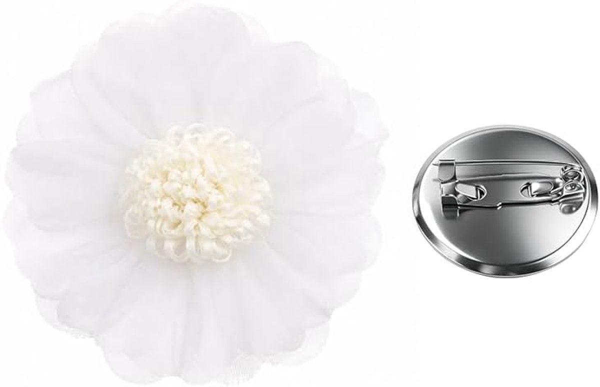 Bloemenbroche van stof, grote speld voor bruiloft