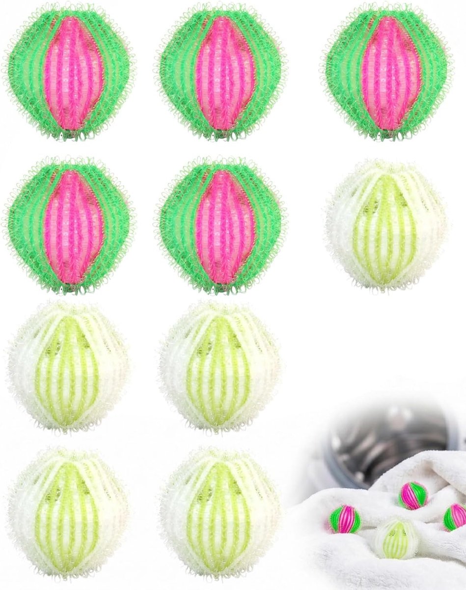 10 ballen voor de wasmachine 3,5 cm, ballen voor het verwijderen van dierenharen en haren tegen pluisjes, voor was en droger, gemengde kleuren.