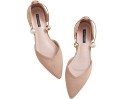 Fluwelen Ballerina's met Spitse Neus Elegante D'orsay Pumps Platte Kledingschoenen