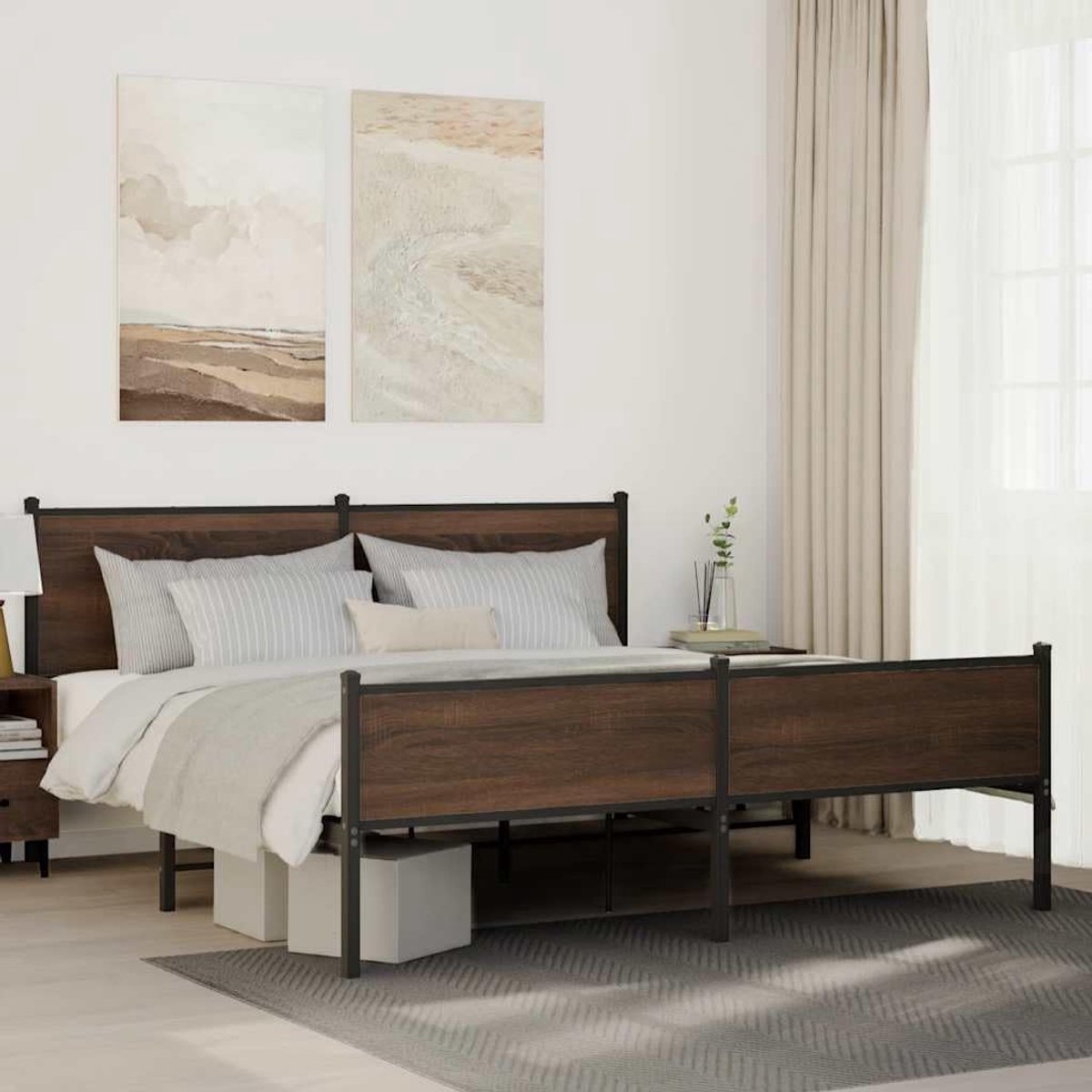 Bedframe met opbergruimte klassiek bruin eikenkleur 160x200 cm