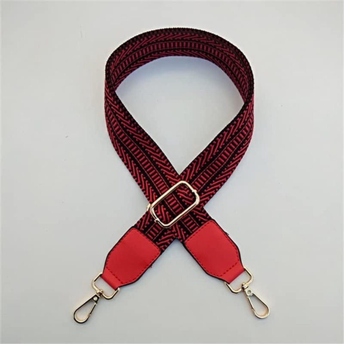 Schouderriem van 3,8 cm, meerkleurig, brede tasriem, schouderriem 130 cm, voor dames en heren, meisjes, doe-het-zelf accessoires voor tas met karabijnhaak, goud, rood