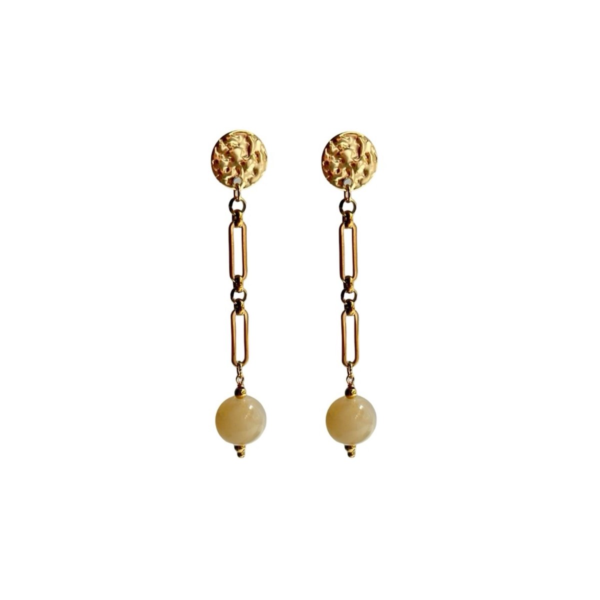 FlowJewels - oorbellen - stainless steel - resin kraal