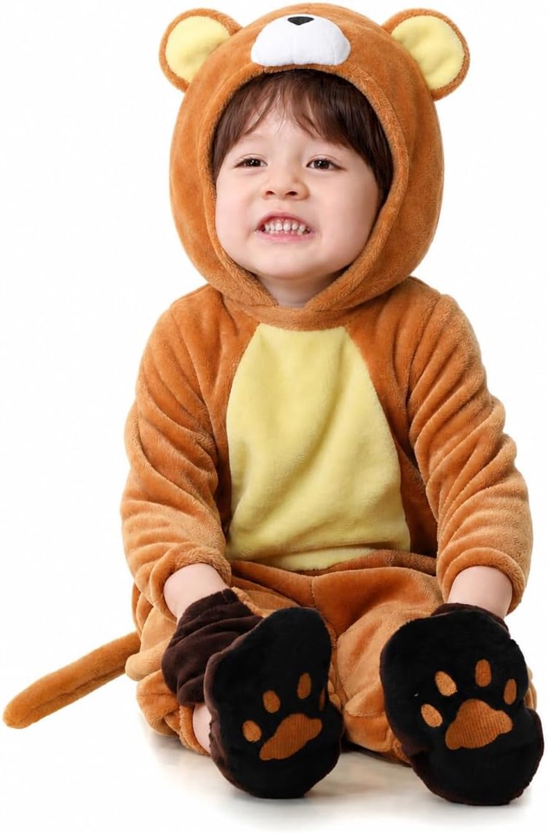 Babykostuum leeuw voor kinderen, koe, cosplay, pluche, set met handschoenen, hoofdbedekking, jurk
