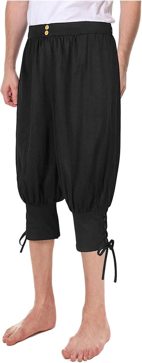 Medieval voor heren, middeleeuwse piratenbroek, cosplay-kostuum, outfits, Halloween, carnaval, zwart