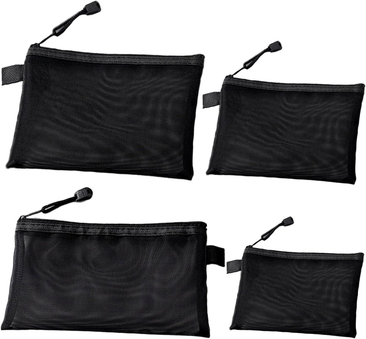 4 stuks kleine cosmeticatasjes, tasorganizer, kleine make-uptas voor handtas, multifunctionele make-uptas, klein, modieuze make-uptas, geschikt voor mannen, vrouwen, buiten, reizen, zwart