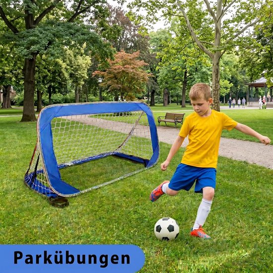 Voetbaldoel voor kinderen, set van 2, 120 cm, blauw, opvouwbaar — afbeelding 4