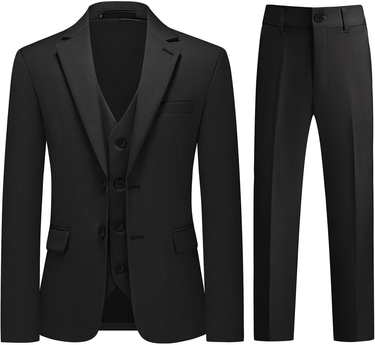 3-delig slimfit pak voor jongens, formele kinderoutfit met colbert, vest en broek, kleding voor bruiloft, vormsel, doop en speciale gelegenheden