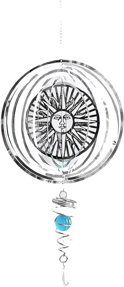 3D roestvrijstalen windspinner hangend ornament met een 360 graden draaibare buitentuinkunst met een diameter van 17,7 cm