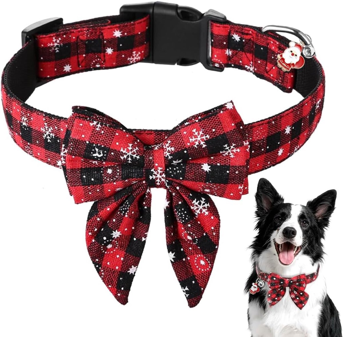 Kersthalsband voor katten en honden, verstelbare kersthalsband voor honden, hondengeschenken, Kerstmis, trainingshalsband (XL)
