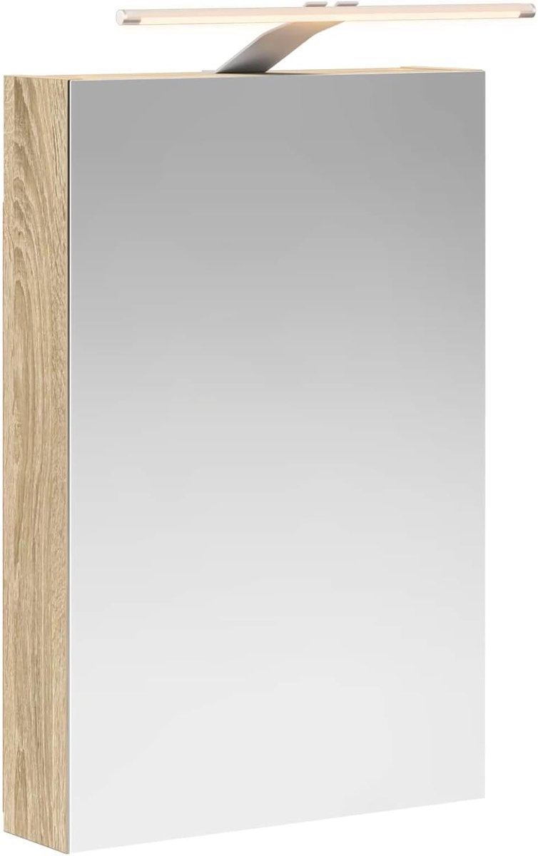 Badkamer spiegelkast Sonoma eiken 40 x 10,5 x 60,5 cm, spiegelkast badkamer wandspiegelkast voor familiebadkamer kleedkamer 889033