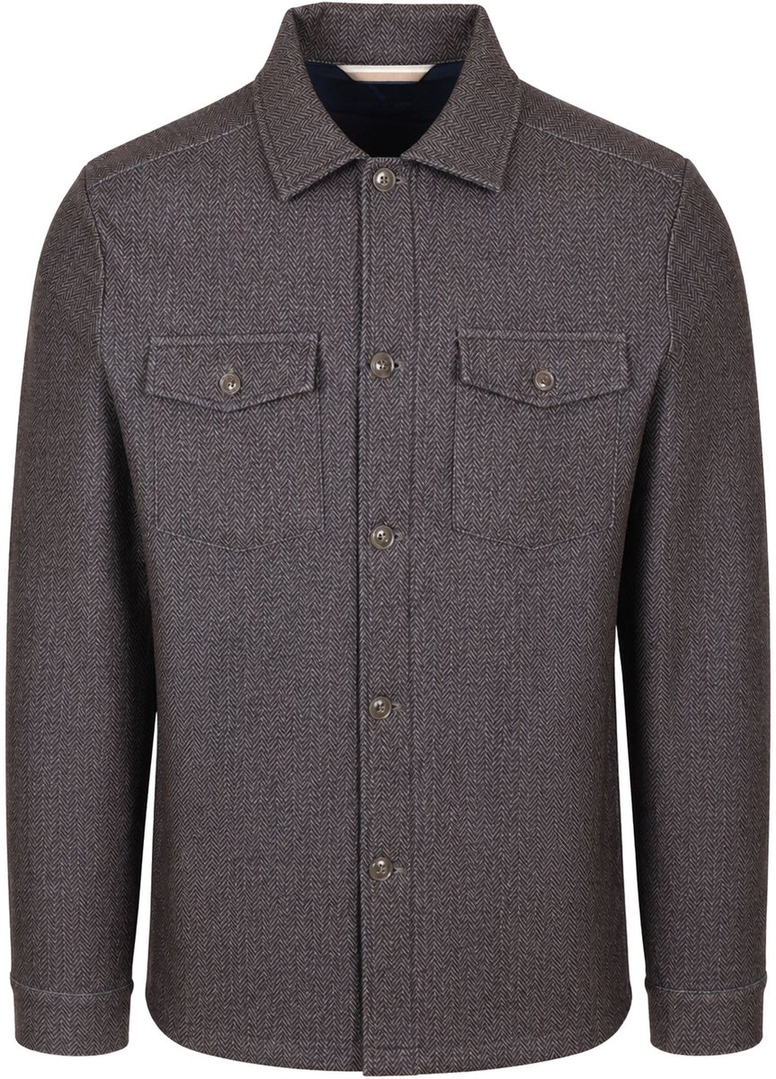 R2 Overshirt Button Herringbone Brown - Maat S - Heren