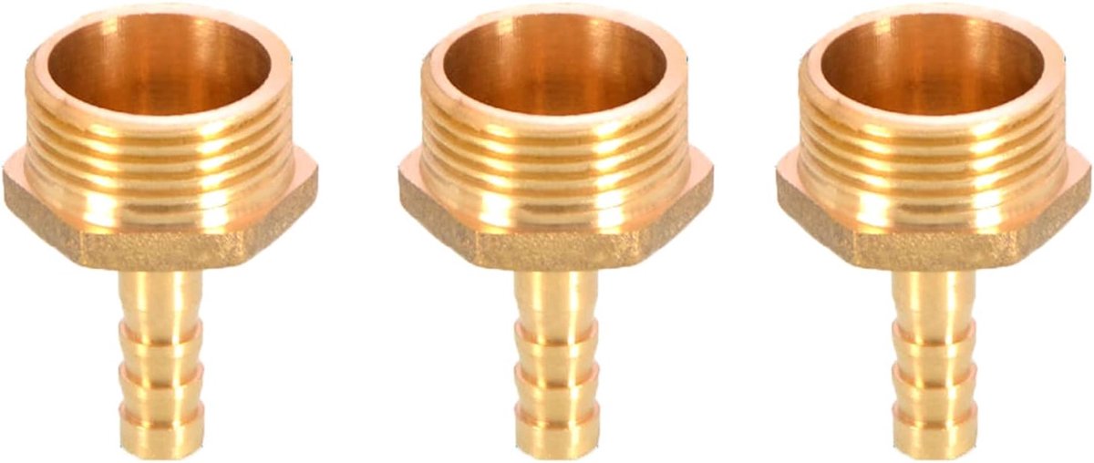 3 STKS Massief Messing Slang Tail Connector Prikkeldraad naar BSP Buitendraad 8mm tot 3/4 "voor Air Water Brandstof Olie Gas