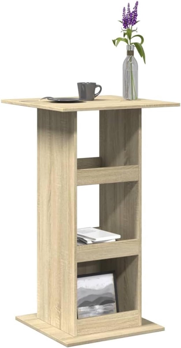 Bartafel, Sonoma-eiken, 60 x 60 x 102 cm, houtmateriaal met 3 vakken, opbergruimte voor flessen, wijn, keukengerei, eetservies, bistrotafel, staande rek, bijzettafel, keuken, eetkamer