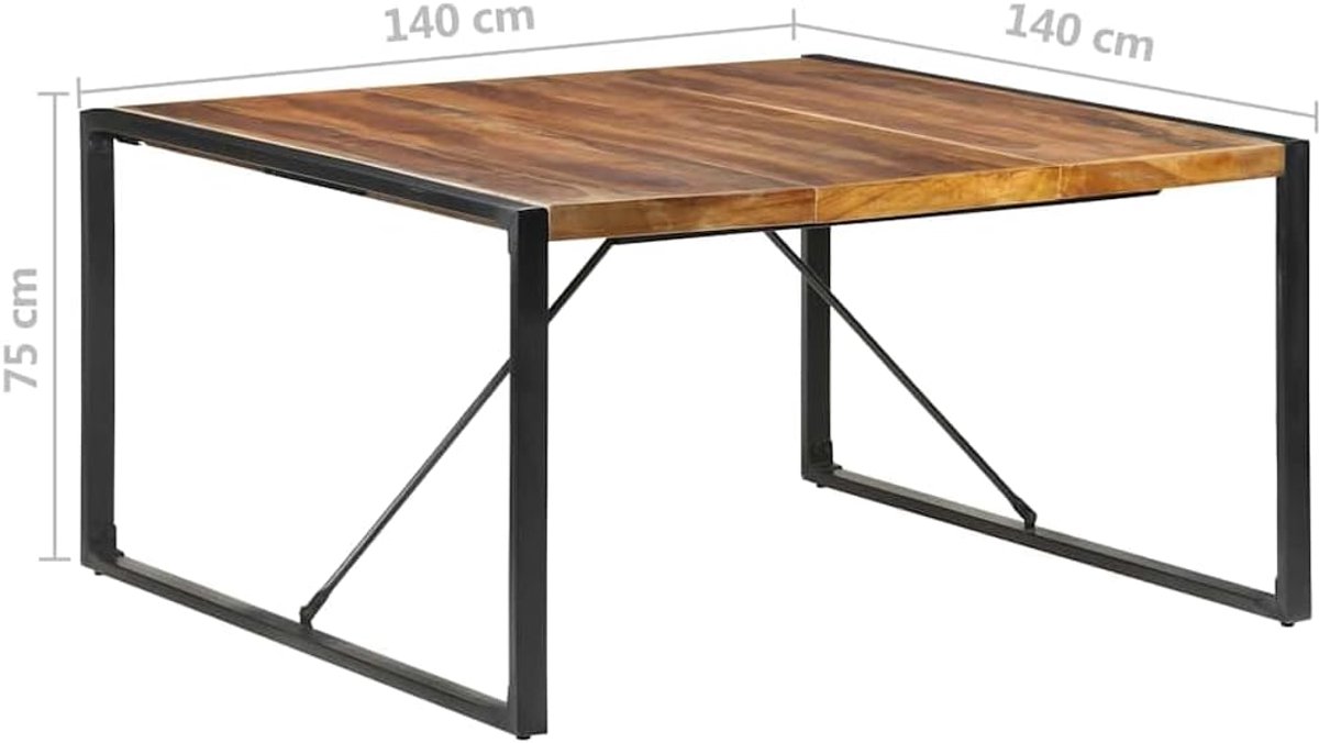 Acaciahout rubberwood industriele stijl 140x140x75 cm zwart