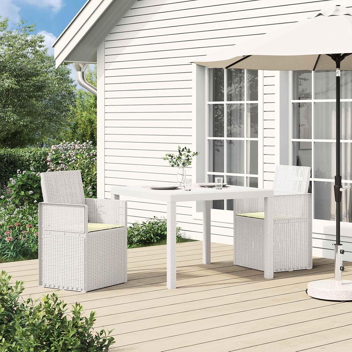 Eetkamerstoelen set van 2 PP wit crème