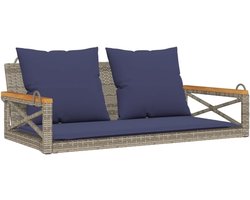 Schommelbank met kussens, grijs, 109 x 62 x 40 cm, hangbank met dik gevoerd kussen voor de tuin, schommelfunctie met bevestigingsringen