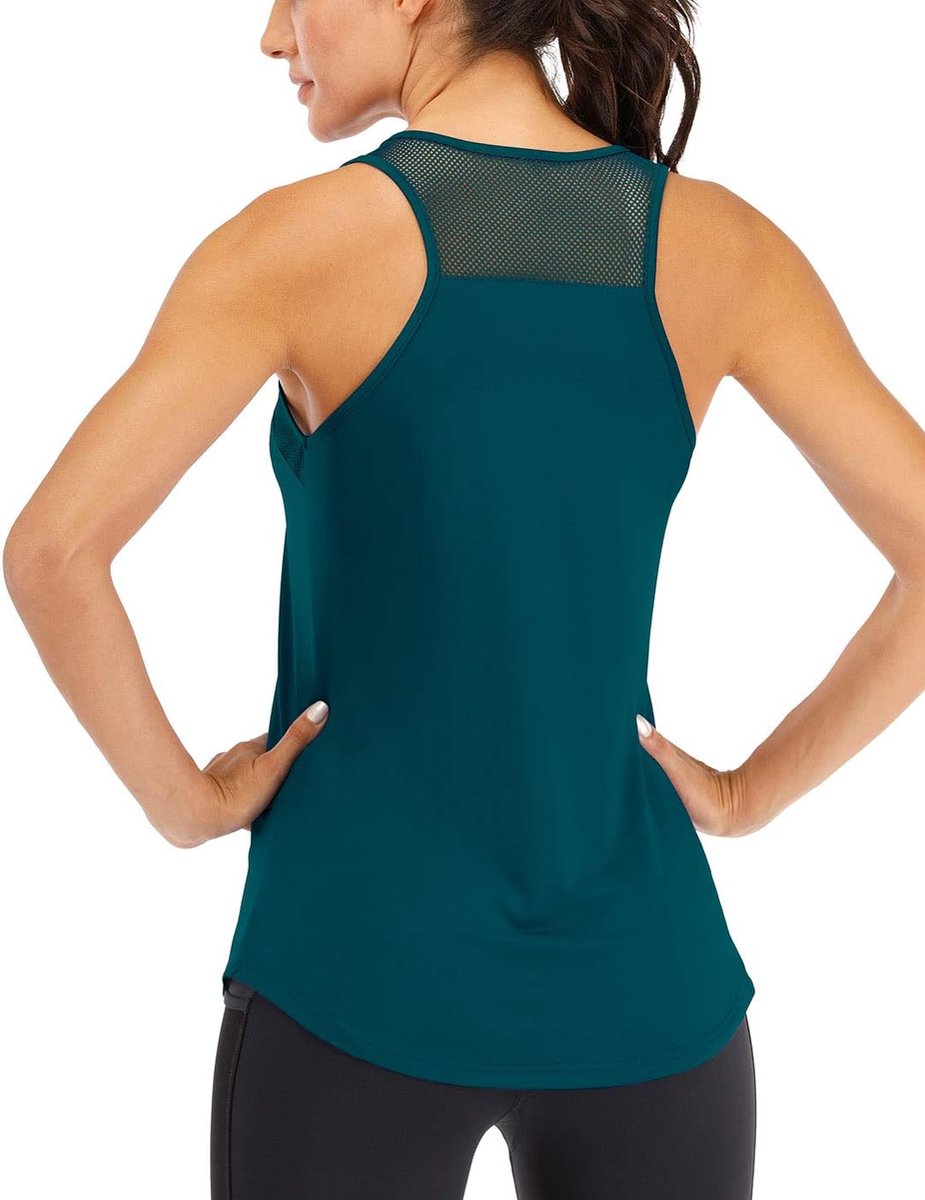 Sport Tanktop Dames Ademende Mesh, Racerback Rugloos Spierhemd, Mouwloos Hardlopen Fitness Sportkleding