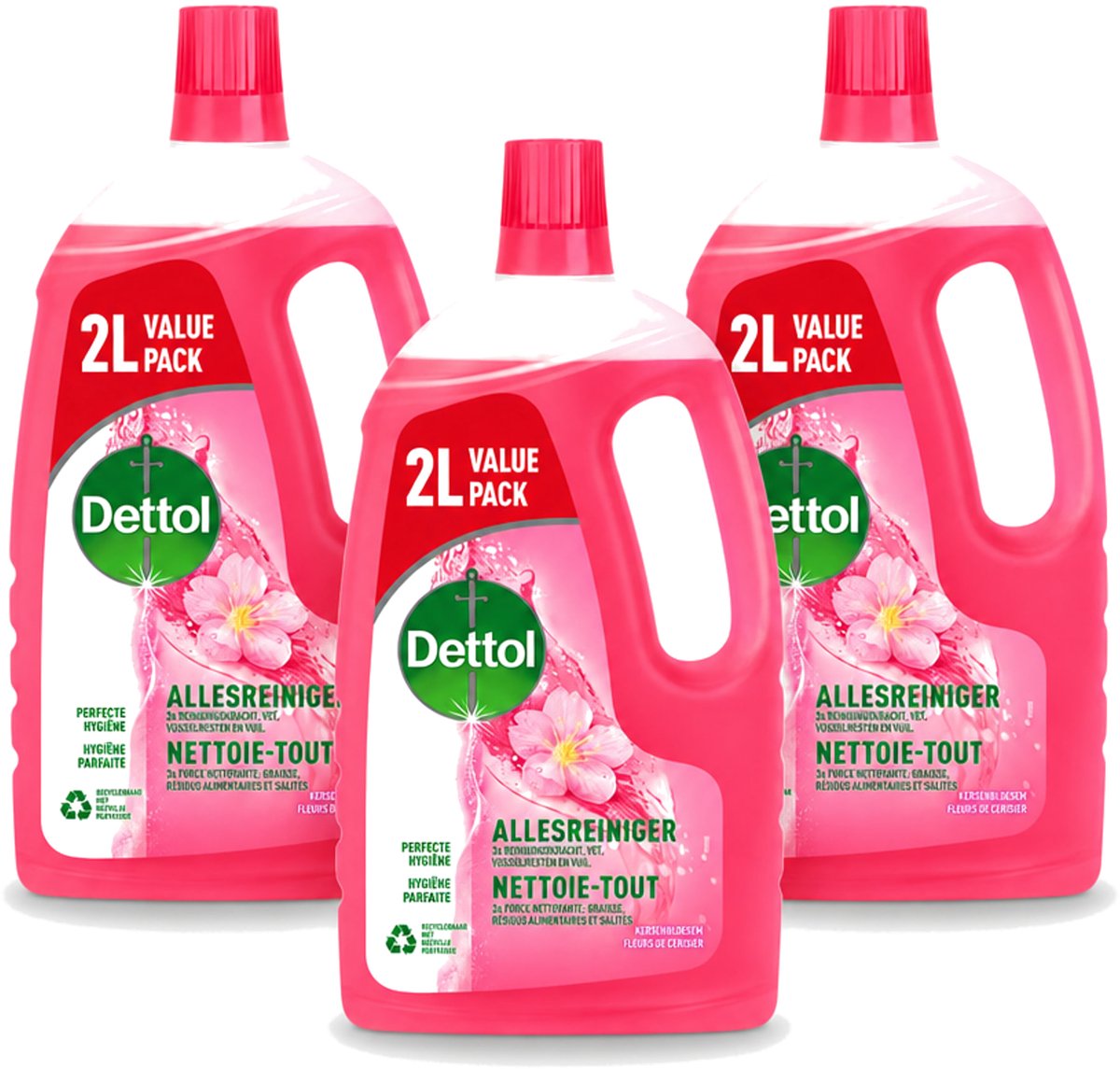 3 x Dettol - Allesreiniger - Kersenbloesem - Dieptereiniging - 2 liter - Bulkverpakking - 3 stuks