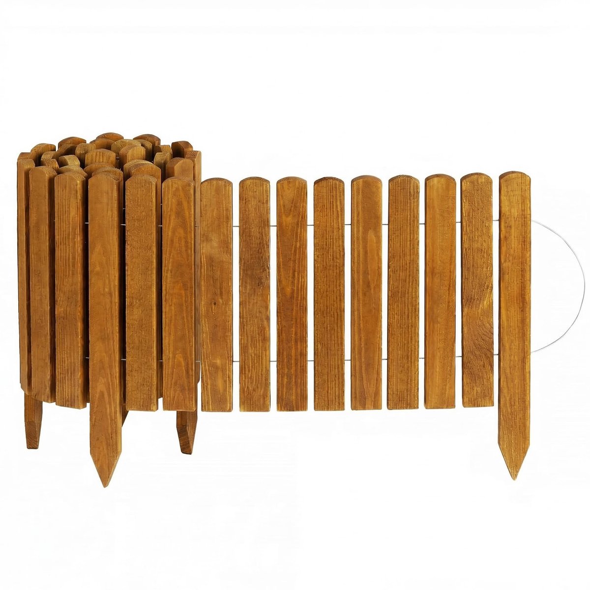 Creative Home Gazonrand Houten borderrand 200 x 30 cm (LxH) naturel, geïmpregneerd, Flexibele borderomranding, Tuinafscheiding om in de grond te steken, Ideaal als borderomranding