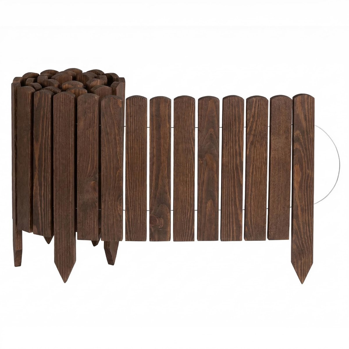 Creative Home Gazonrand Houten borderrand 200 x 30 cm (LxH) bruin, Flexibele borderomranding 30 cm Hoge tuinafscheiding om in de grond te steken, Ideaal als borderomranding