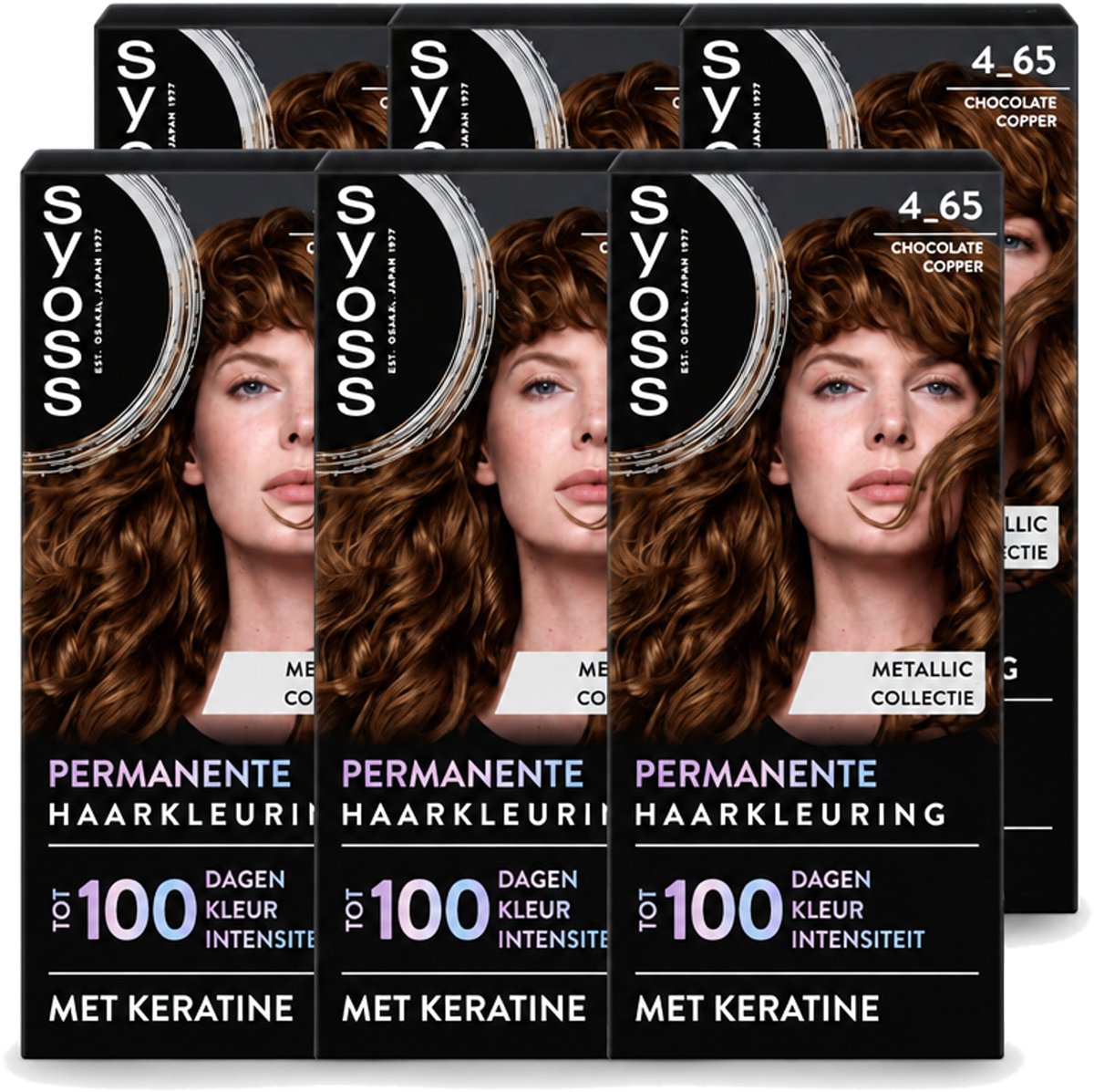 6 x SYOSS - Permanent Coloration 4-65 - Haarverf - Permanente Haarkleuring - Chocolate Copper - Grijsdekking - Voordeelverpakking - 6 stuks