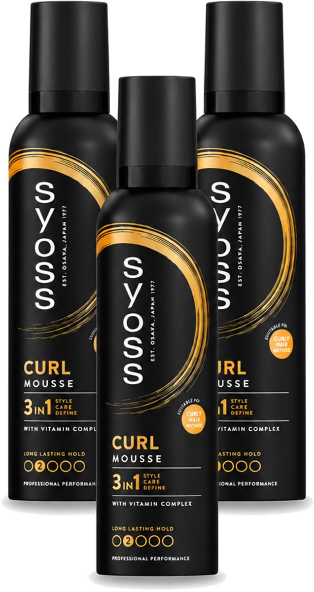 3 x Syoss - Curl - Haarmousse - Anti-Pluis & Bounce - 250 ml - Voordeelverpakking - 3 stuks