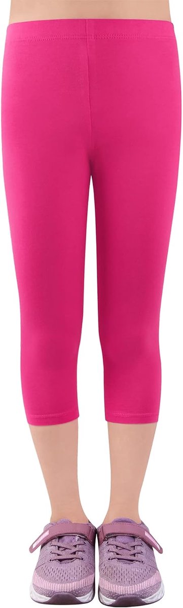 2723 Driekwartlegging voor meisjes, capribroek van katoen, schoolkleding, leeftijd 4-18 jaar, Pakket roze, 134/140 cm