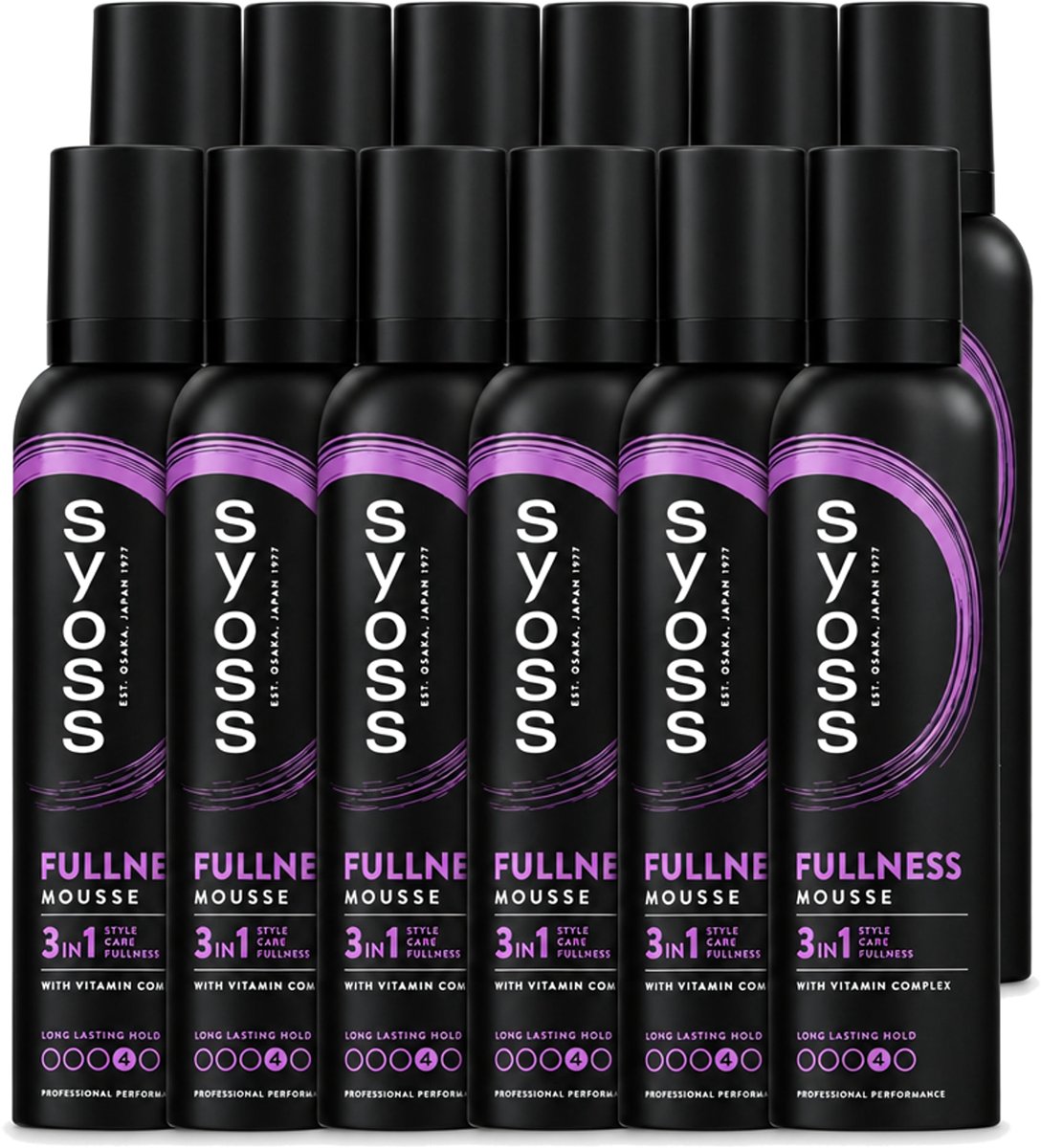 12 x Syoss - Fullness - Haarmousse - Lichtgewicht Volume - 250 ml - Voordeelverpakking - 12 stuks