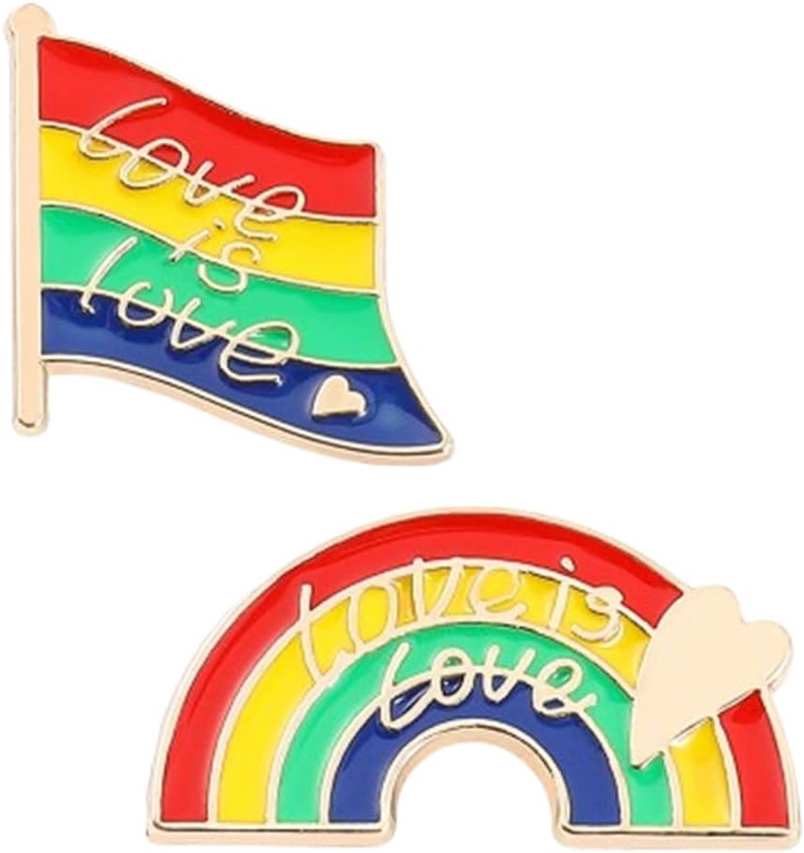 4 regenboog-badges, "Love is Love" badge, geschenken, regenboog-schaakbadge