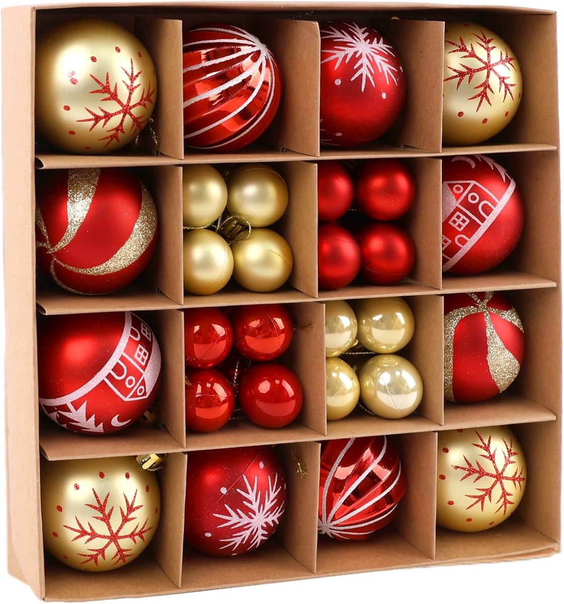 Kerstballen, boomversiering, kerstballen, kerstboomdecoratie, bal voor kerstboom, feest, thuis, bruiloft (rood en goud)