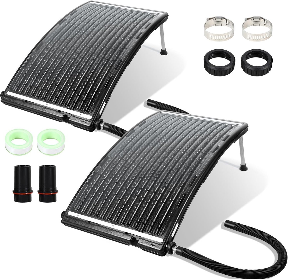 Zwembadverwarming op zonne-energie, 113 x 69 x 35 cm, maximale debiet 10.000 l/u, zwembadverwarming, zonneinstallatie voor warm water, tuindouche, zwembad (2 sets)