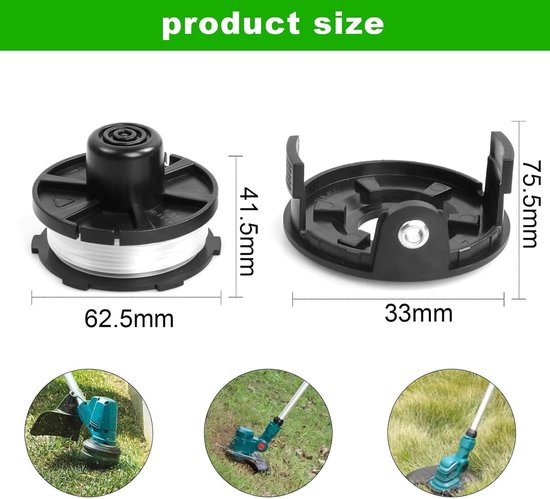 Spoelen reservespoel voor accu trimmer grastrimmer DUR181 DUR181Z DUR181RF 195858-1 vervangende autofeed spoel lijn (8,3 m/27 ft, Ø 1,6 mm met spoelafdekking) — afbeelding 3