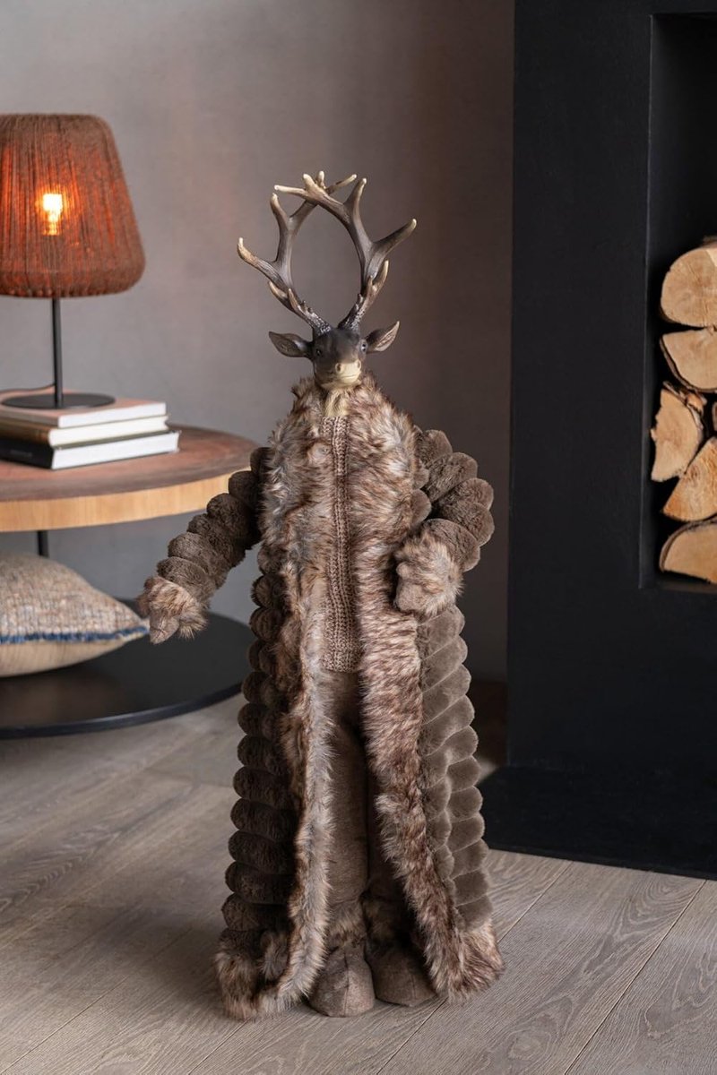 Staande mantel van hars/textiel, bruin, groot