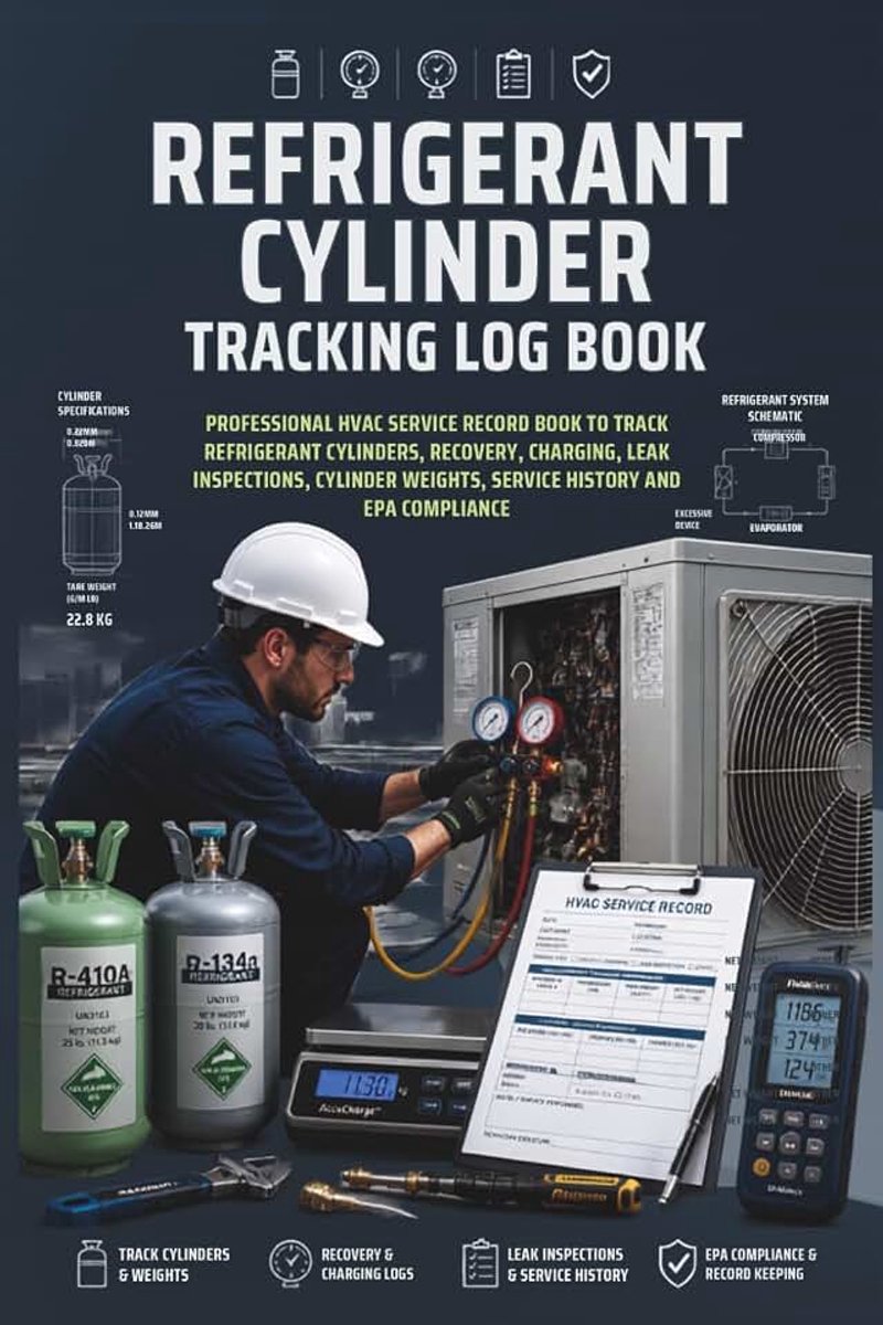 Cylinder Tracking Log Book: Recovery, Charging, Service Records and EPA Compliance